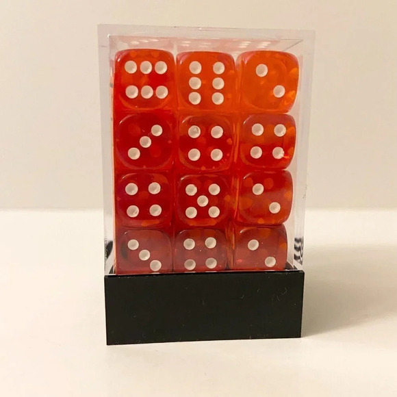 Chessex 36 Dice Set Translucent  Orange White 12mm CHX 23803 - Picture 5 of 9